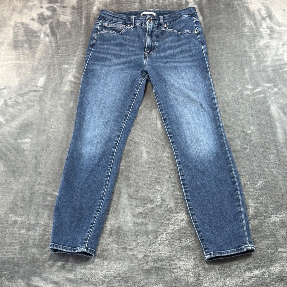 Good American Good Legs Crop Jeans Size 4/27 Medium Wash Skinny High Rise Denim